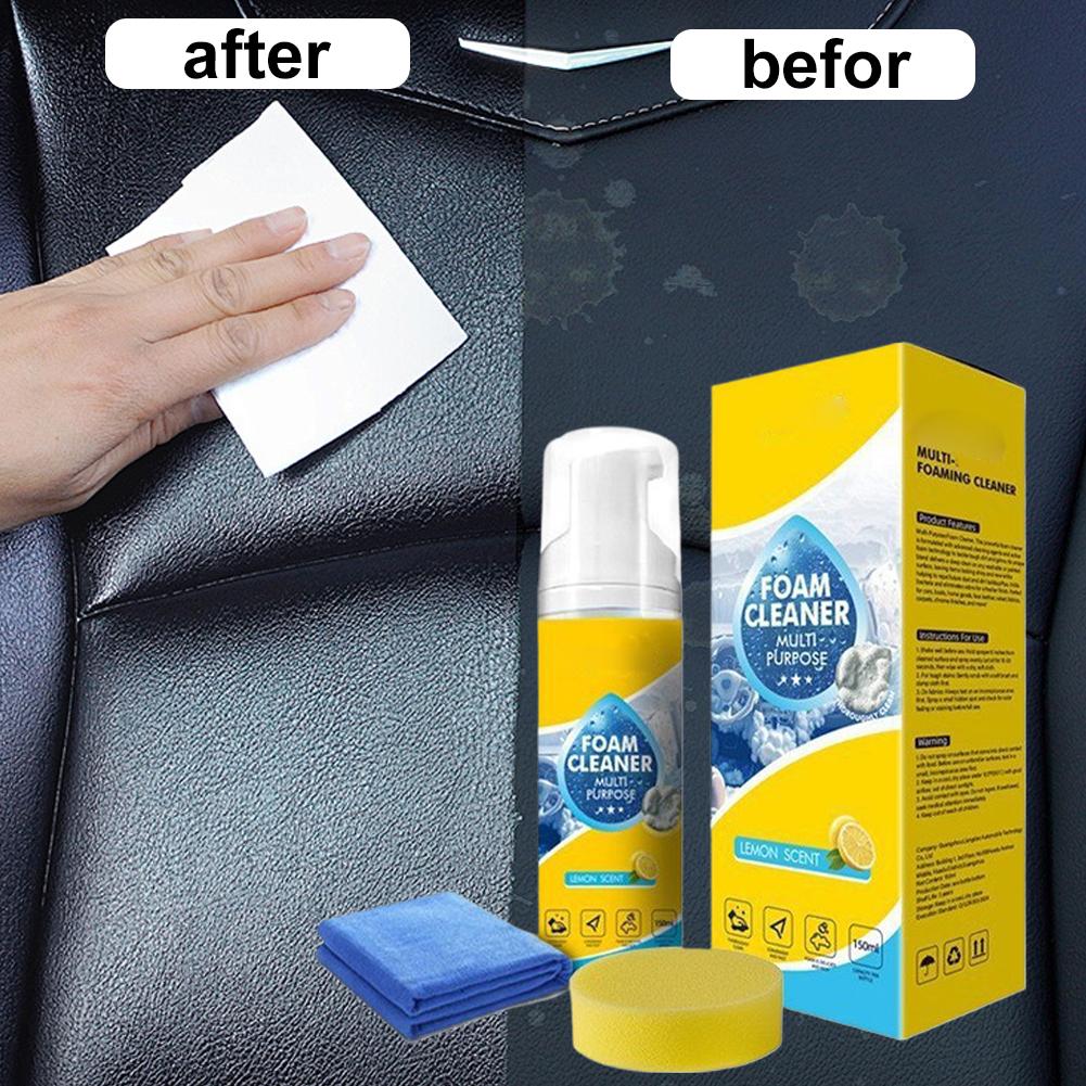 Leather Cleaner Interior - น้ำยาทำความสะอาดโฟมอเนกประสงค์ สเปรย์ทำความสะอาดล้ำลึก สำหรับห้องน้ำ ภายในรถยนต์ หนัง พลาสติก